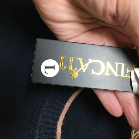 NWT FINCATI Navy Plaid Sweater Dress size Large - Picture 13 of 16